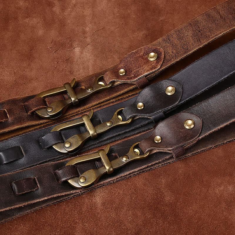 Retro-Gürtel für Herren mit Haken-Schnalle aus Kavalierleder