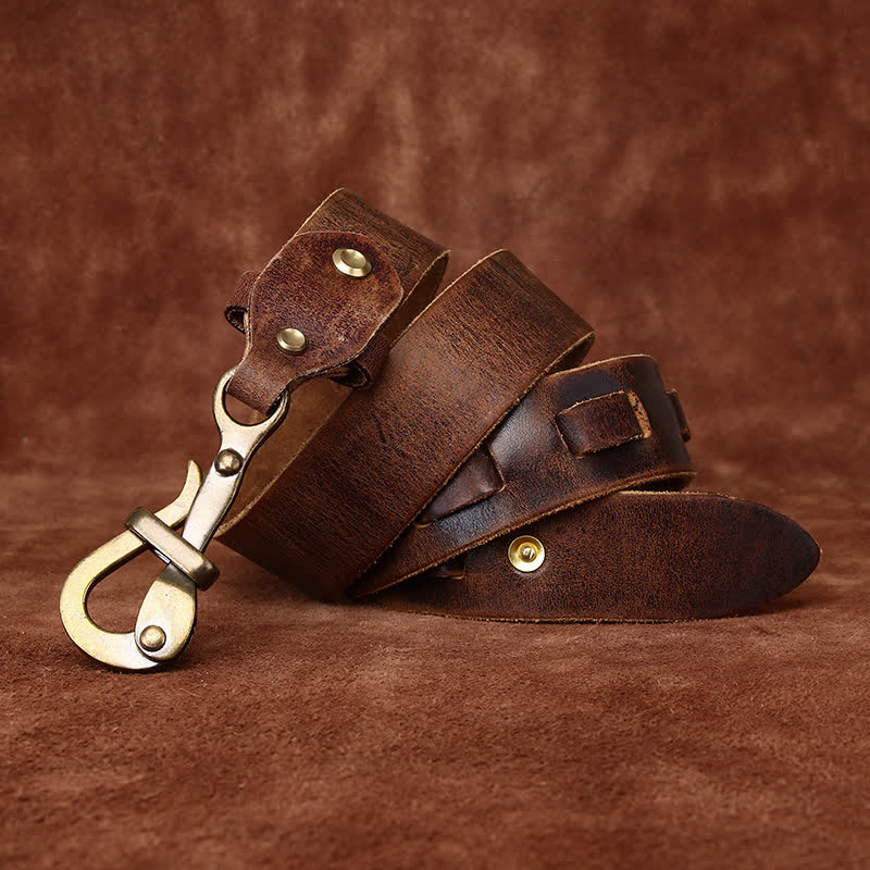 Retro-Gürtel für Herren mit Haken-Schnalle aus Kavalierleder
