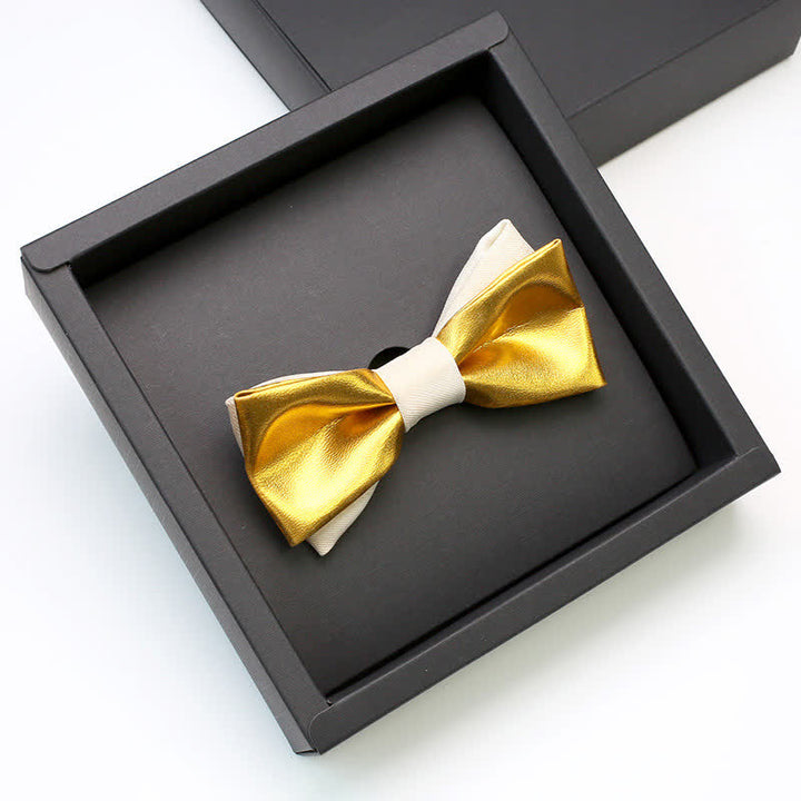 Luxuriöse doppellagige Fliege in Gold & Weiß für Herren