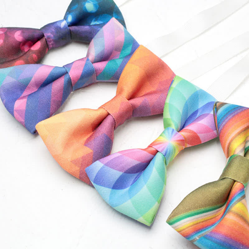 Schlichte Herren-Fliege mit Farbverlauf in bunten Regenbogenfarben - image 0