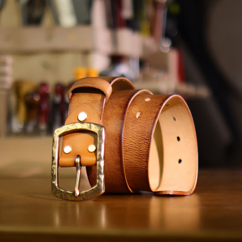 Klassischer Retro-Ledergürtel für Herren mit Used-Design