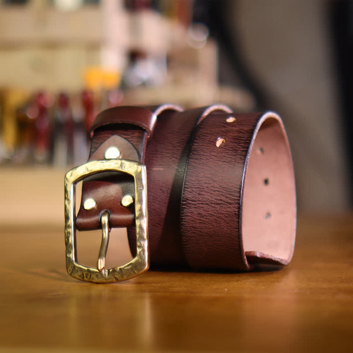 Klassischer Retro-Ledergürtel für Herren mit Used-Design