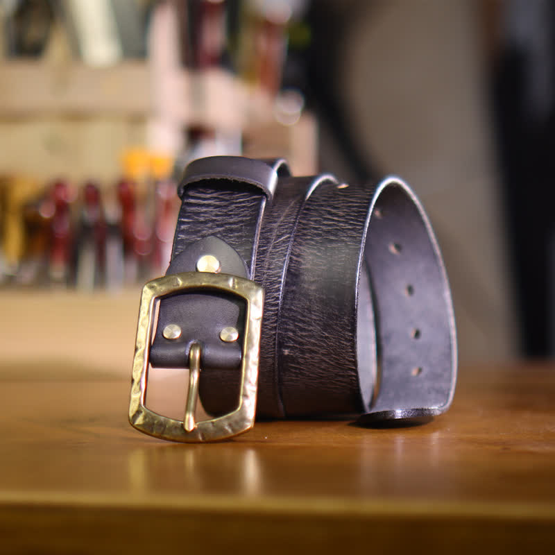 Klassischer Retro-Ledergürtel für Herren mit Used-Design