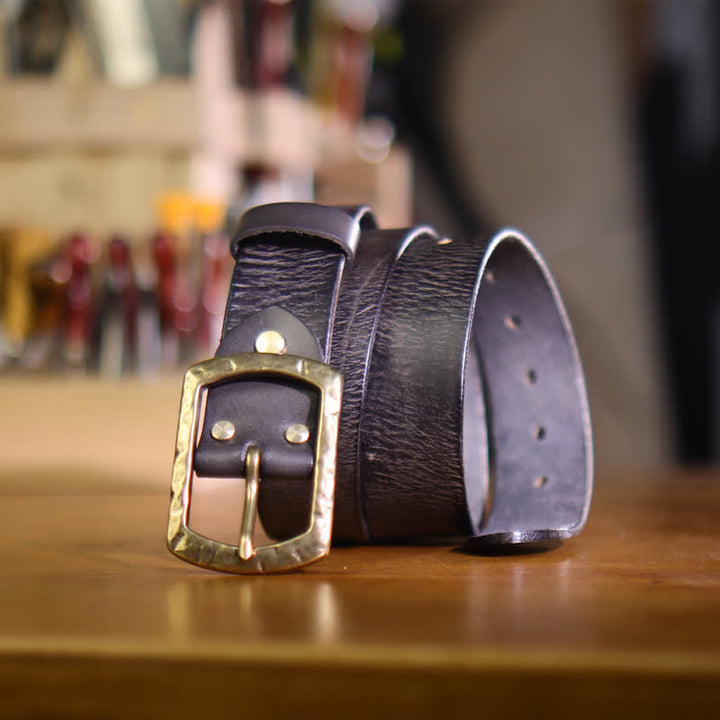 Klassischer Retro-Ledergürtel für Herren mit Used-Design