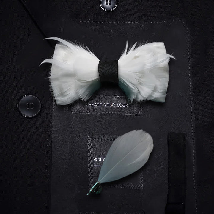 Weiß & Schwarz Elegante Federfliege mit Reversnadel - Kind - image 3
