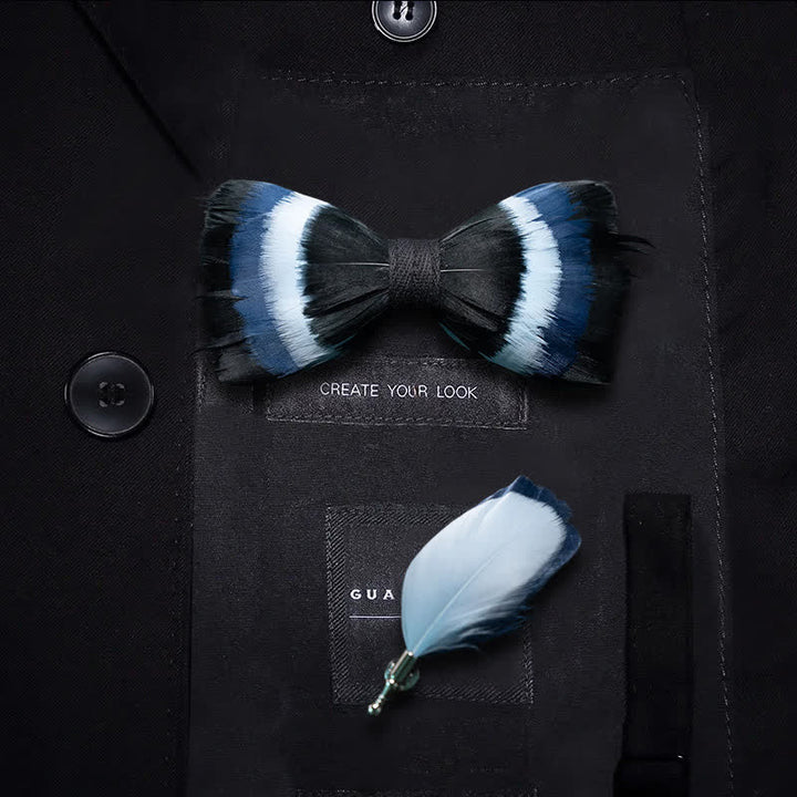 Schwarze &amp; Blaue Federfliege mit Reversnadel