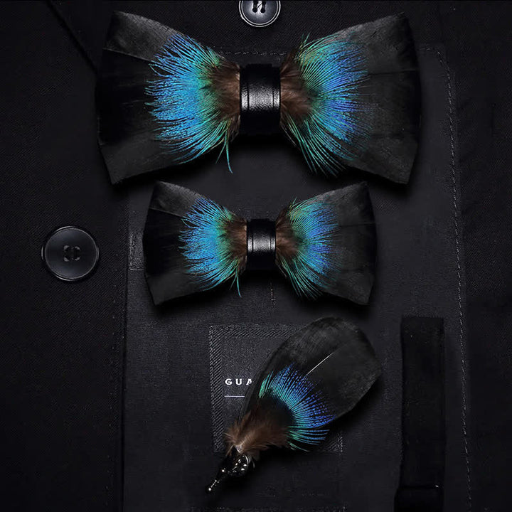 Schwarz & Blau Vielseitige Federschleife mit Reversnadel - Eltern-Kind-Set - image 4