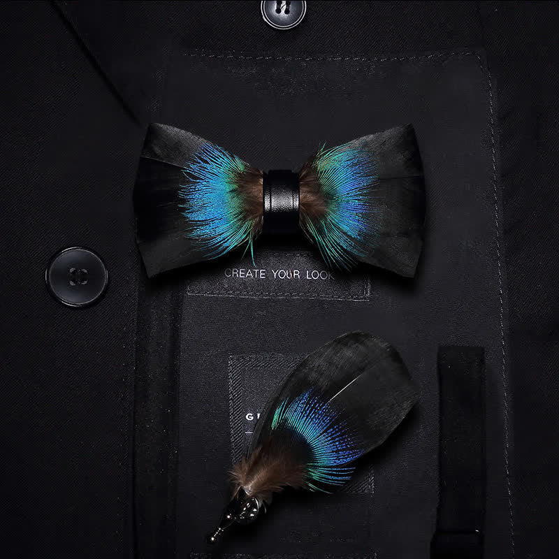 Schwarz & Blau Vielseitige Federschleife mit Reversnadel - Kind - image 3