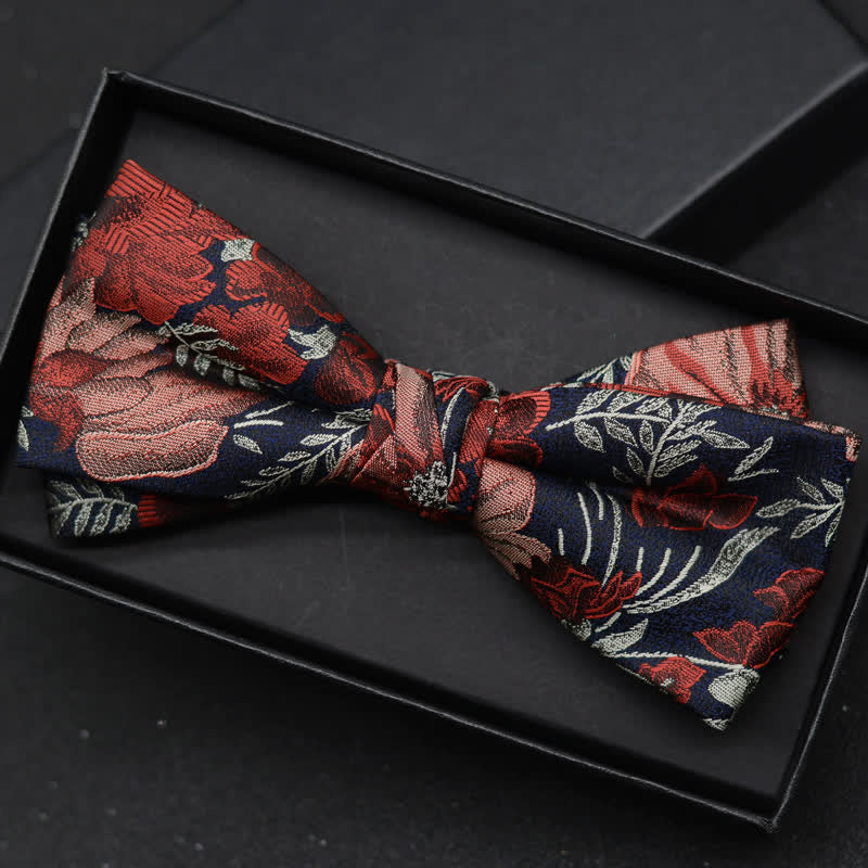 2-teiliges eleganter floraler Fliege- und Taschentuch-Set für Herren