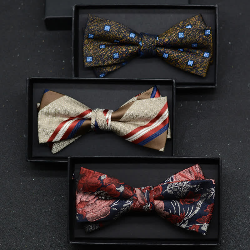 2-teiliges eleganter floraler Fliege- und Taschentuch-Set für Herren