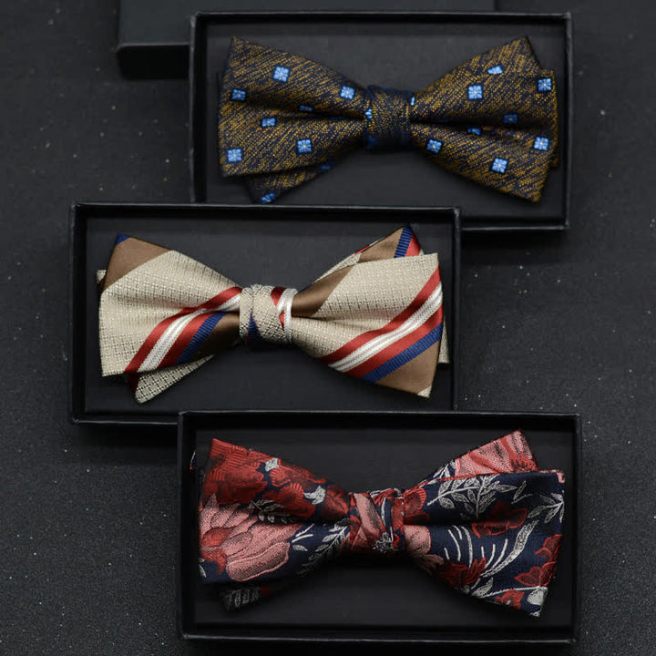 2-teiliges eleganter floraler Fliege- und Taschentuch-Set für Herren
