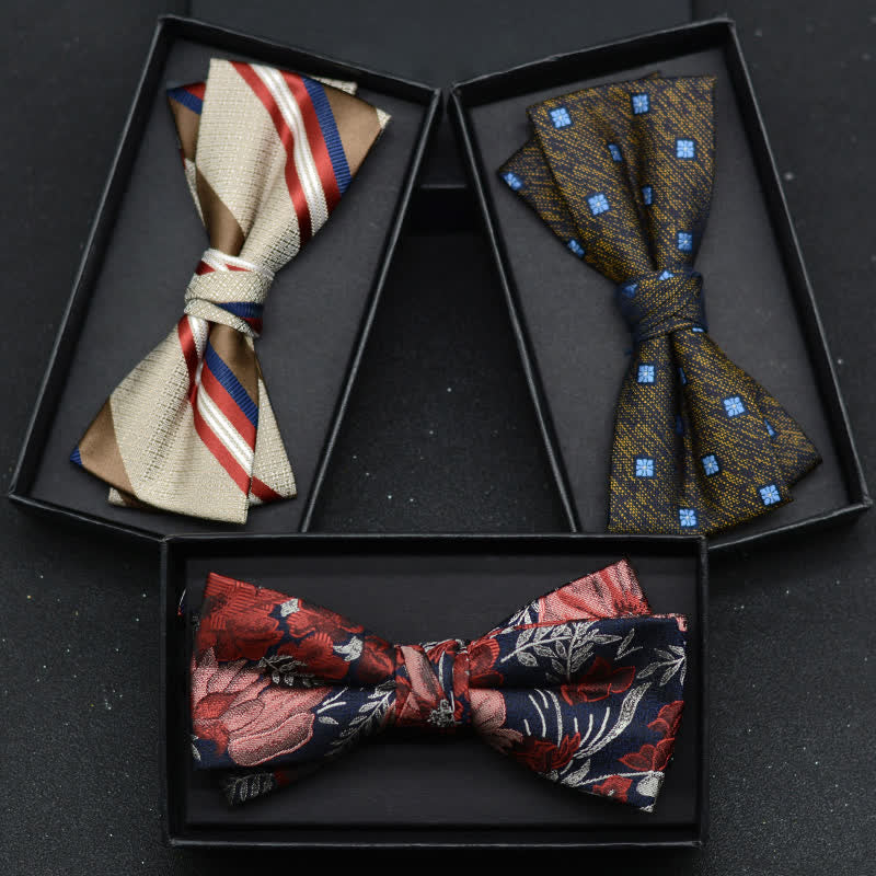 2-teiliges eleganter floraler Fliege- und Taschentuch-Set für Herren