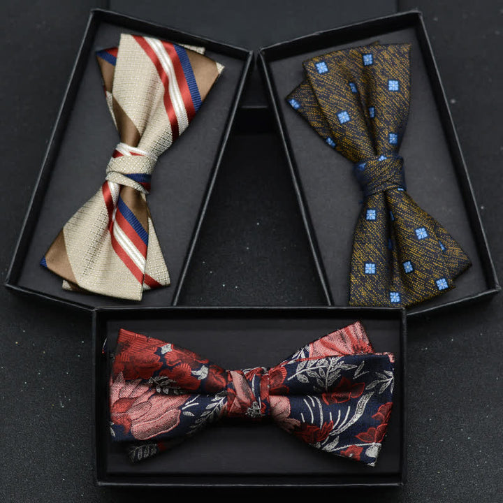 2-teiliges eleganter floraler Fliege- und Taschentuch-Set für Herren