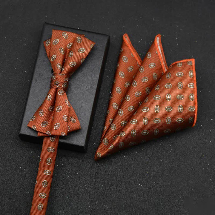 2-teiliges eleganter floraler Fliege- und Taschentuch-Set für Herren