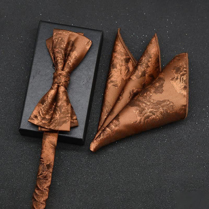 2-teiliges eleganter floraler Fliege- und Taschentuch-Set für Herren