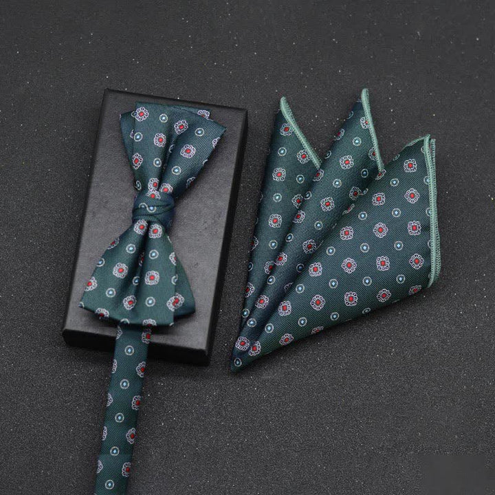 2-teiliges eleganter floraler Fliege- und Taschentuch-Set für Herren