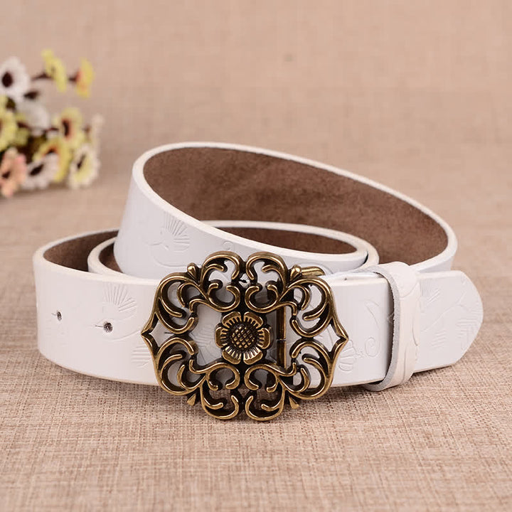 Frauen Hohler Sonnenblume Retro Geprägter Ledergürtel