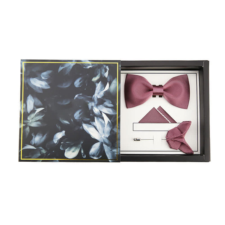 Rosa Seiden-Fliege für Herren zur Hochzeit - #1 - Fliege + Taschentuch + Reversnadel - image 7