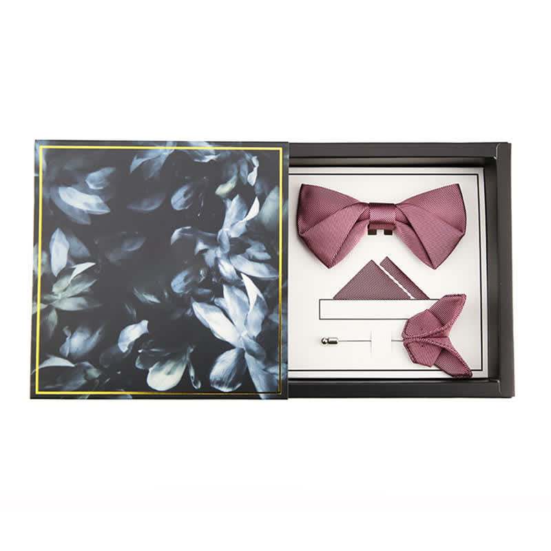 Rosa Seiden-Fliege für Herren zur Hochzeit - #2 - Fliege + Taschentuch + Reversnadel - image 9