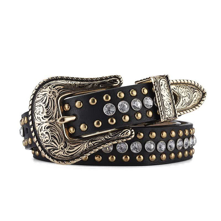 Damen Mode Luxus Strassnieten Ledergürtel