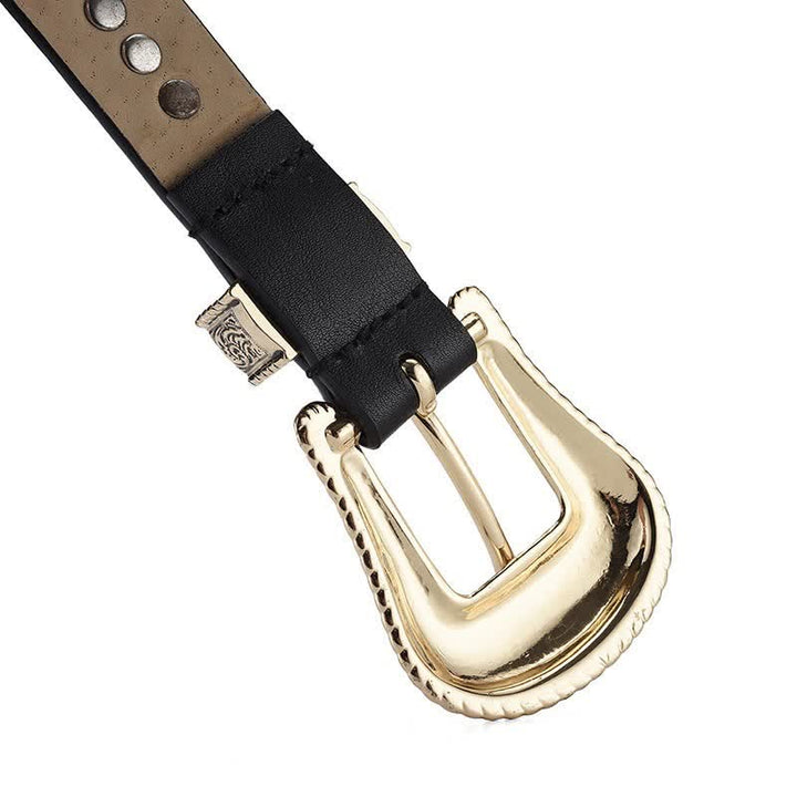 Damen Mode Luxus Strassnieten Ledergürtel