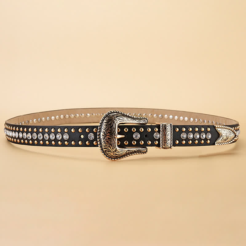 Damen Mode Luxus Strassnieten Ledergürtel