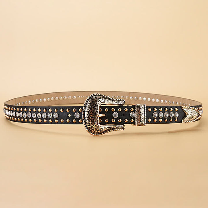 Damen Mode Luxus Strassnieten Ledergürtel