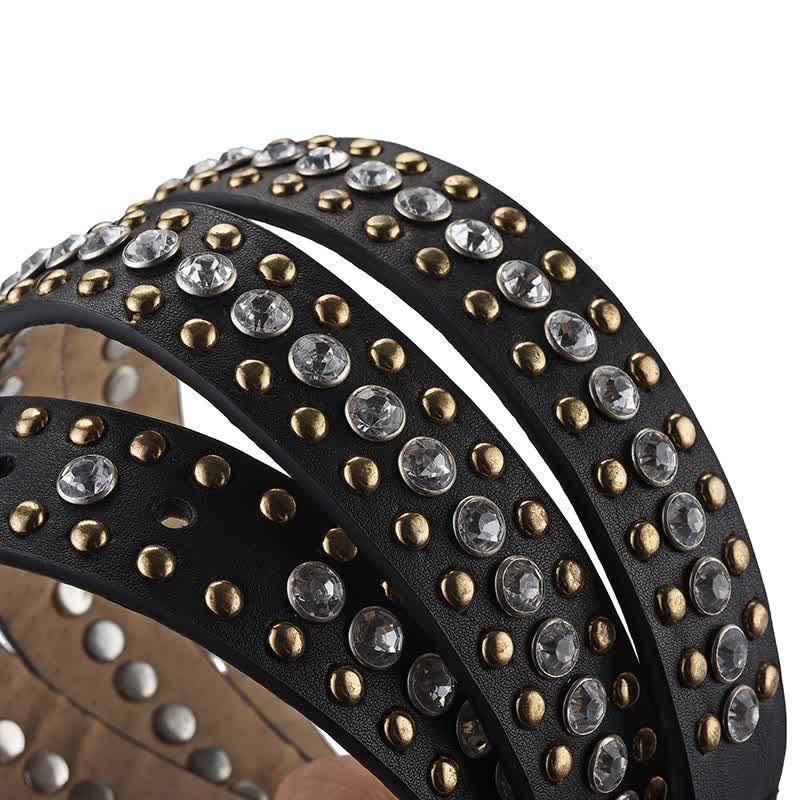 Damen Mode Luxus Strassnieten Ledergürtel