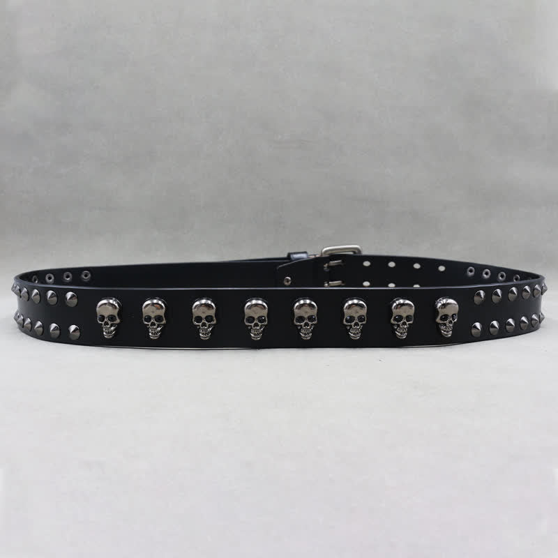 Hip Hop Totenkopf-Nieten Leder-Doppelstiftschnalle Gürtel - image 6