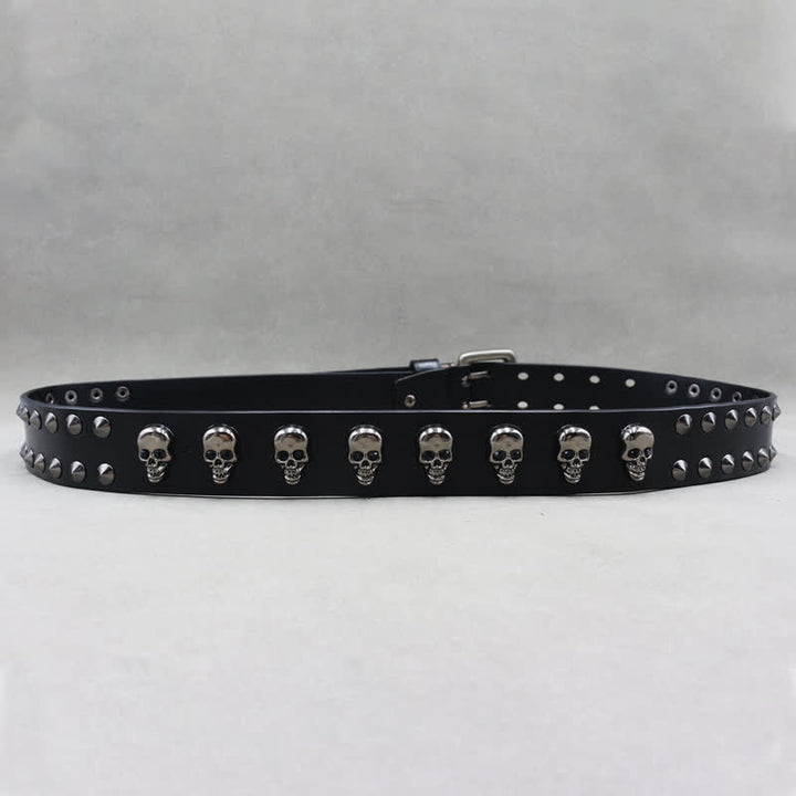 Hip Hop Totenkopf-Nieten Leder-Doppelstiftschnalle Gürtel - image 6