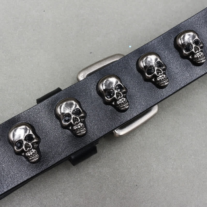 Hip Hop Totenkopf-Nieten Leder-Doppelstiftschnalle Gürtel - image 7