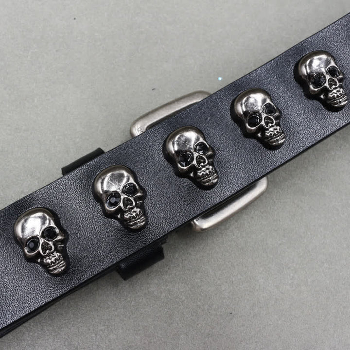 Hip Hop Totenkopf-Nieten Leder-Doppelstiftschnalle Gürtel - image 7