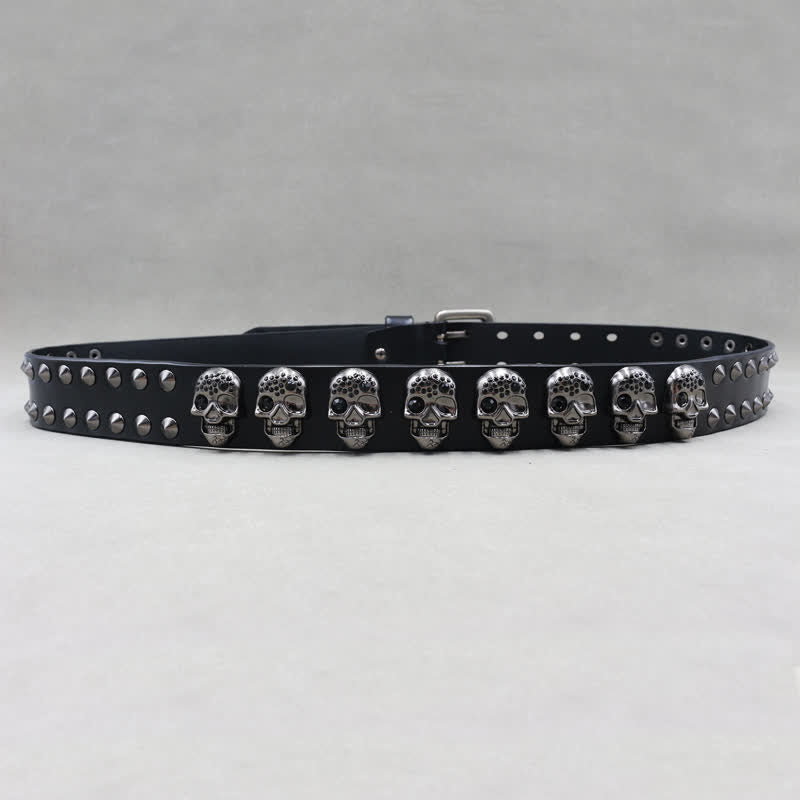 Biker Casual Schädels Nieten Doppelstift Ledergürtel