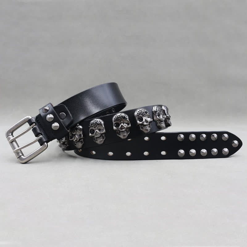 Biker Casual Schädels Nieten Doppelstift Ledergürtel