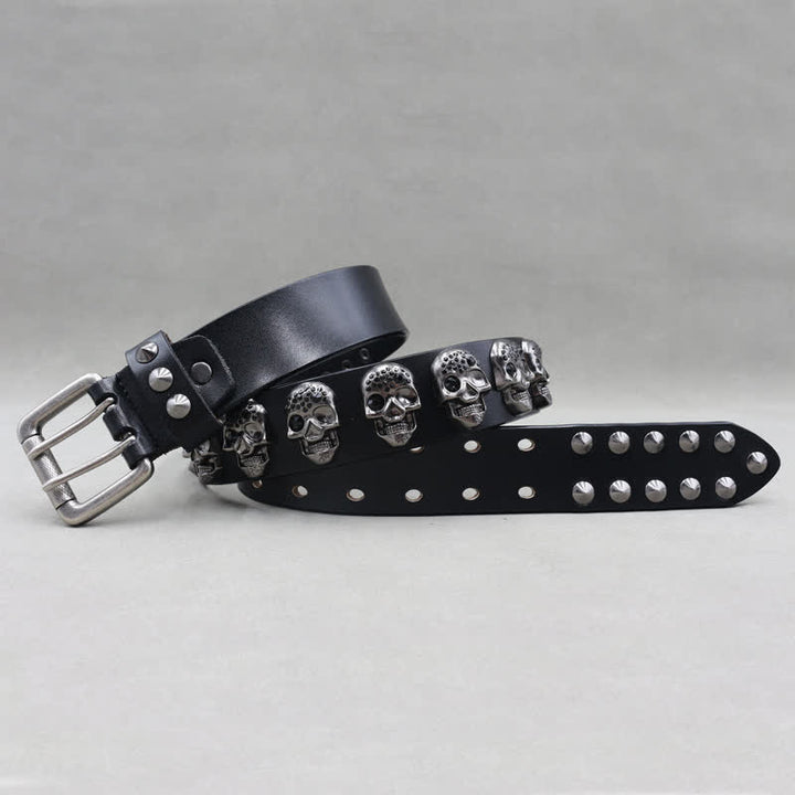 Biker Casual Schädels Nieten Doppelstift Ledergürtel