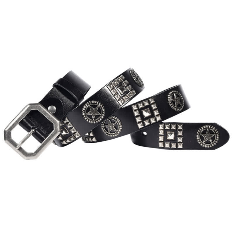 Metall-Sternnieten besetzter Punk-Biker-Ledergürtel