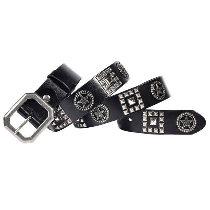 Metall-Sternnieten besetzter Punk-Biker-Ledergürtel