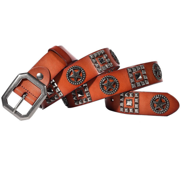 Metall-Sternnieten besetzter Punk-Biker-Ledergürtel