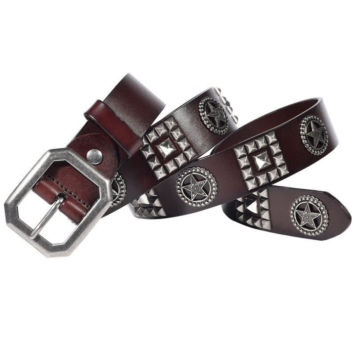 Metall-Sternnieten besetzter Punk-Biker-Ledergürtel