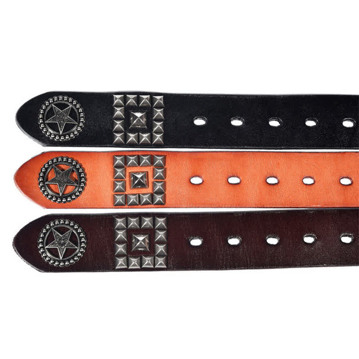 Metall-Sternnieten besetzter Punk-Biker-Ledergürtel