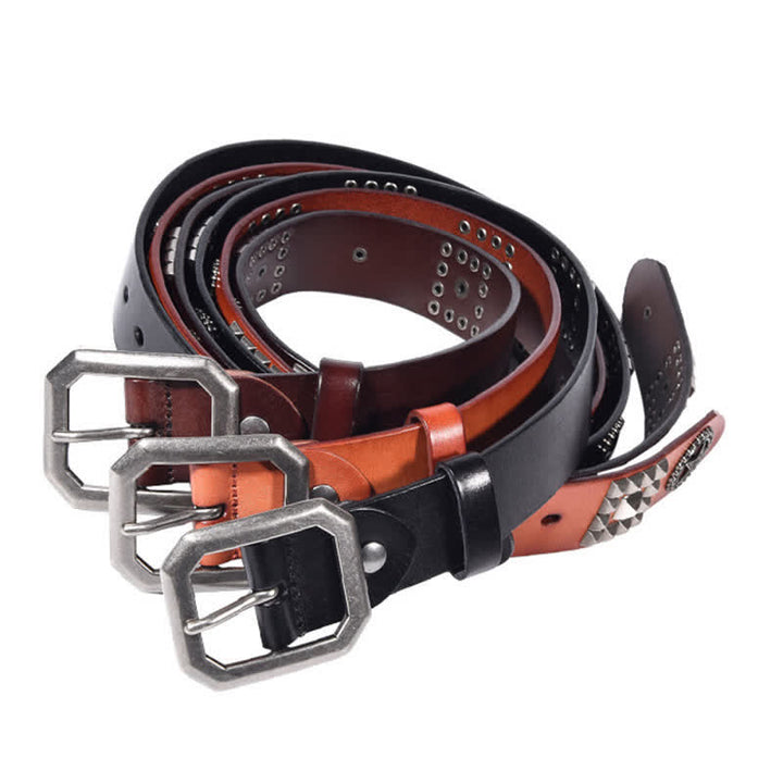 Metall-Sternnieten besetzter Punk-Biker-Ledergürtel