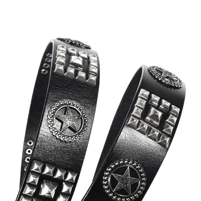 Metall-Sternnieten besetzter Punk-Biker-Ledergürtel