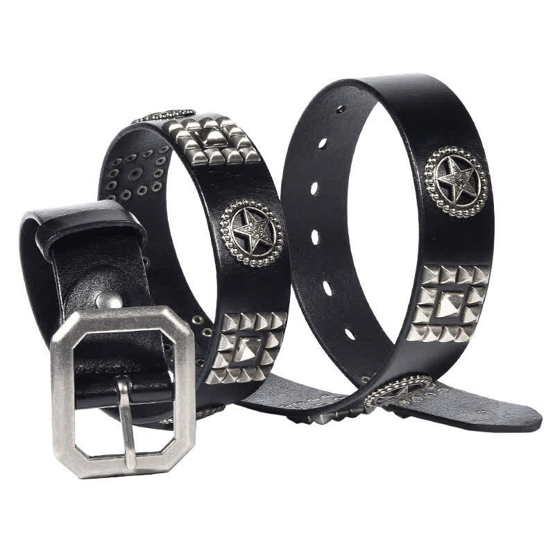 Metall-Sternnieten besetzter Punk-Biker-Ledergürtel