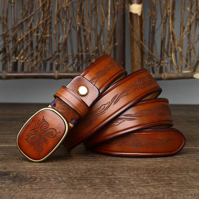 Luxus-Retro-Ledergürtel mit Schmetterlingsdruck