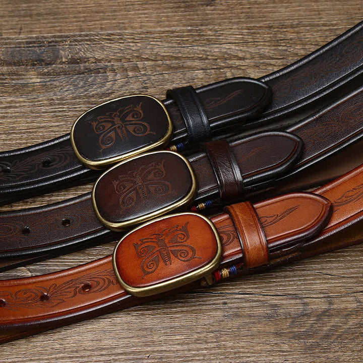 Luxus-Retro-Ledergürtel mit Schmetterlingsdruck