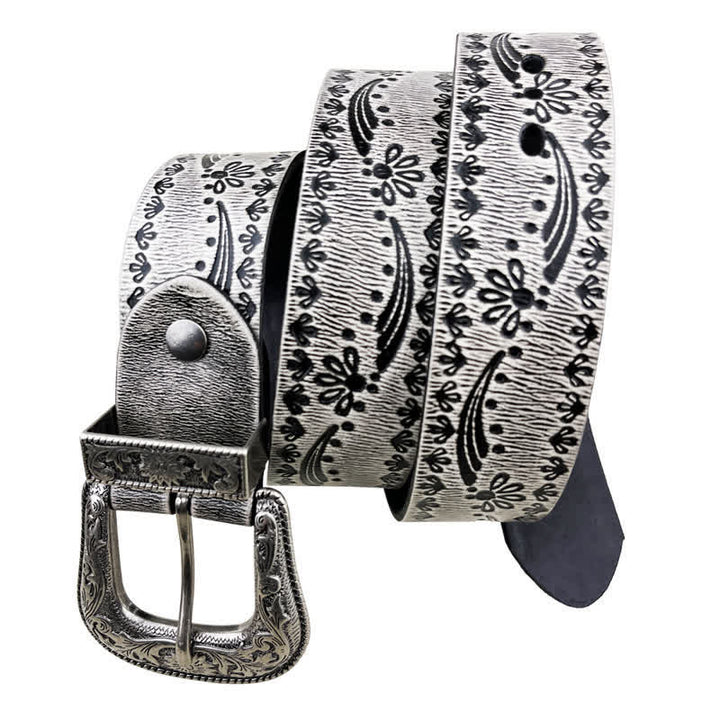 Western Style Floral Graviert Geprägter Ledergürtel