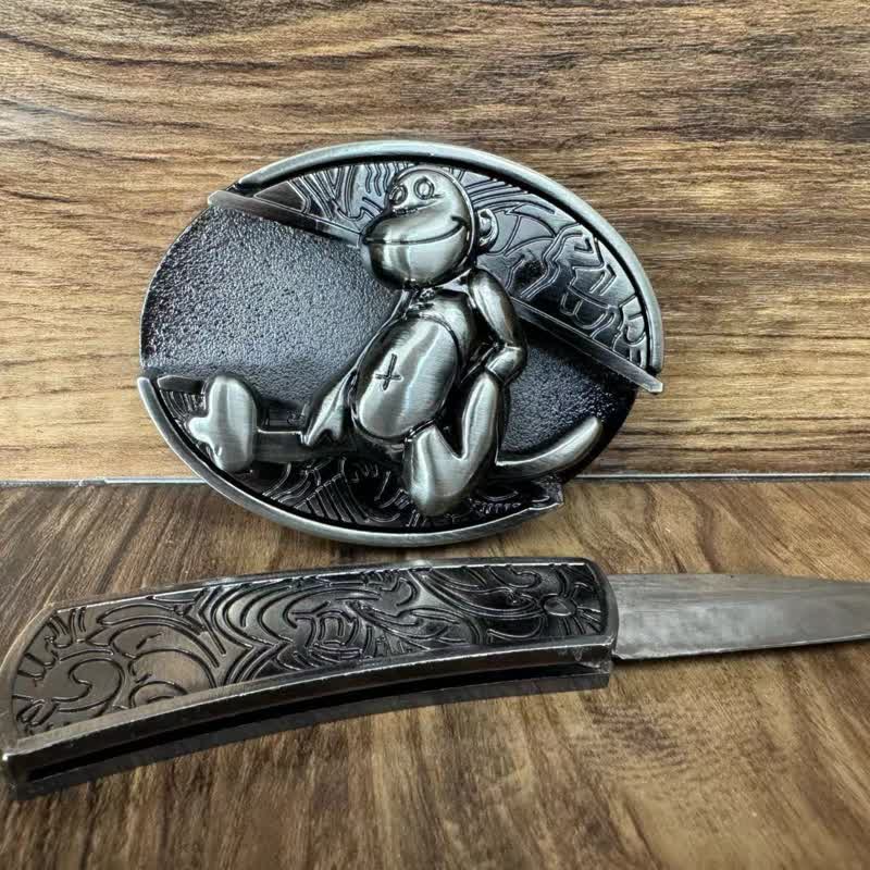 Herren DIY Monkey Hidden Klappmesser Ledergürtel