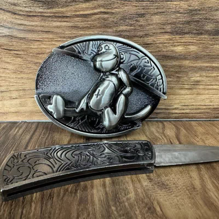 Herren DIY Monkey Hidden Klappmesser Ledergürtel