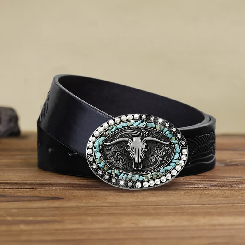 DIY Glitzernder Perlensteine Stier-Schnallengürtel für Herren