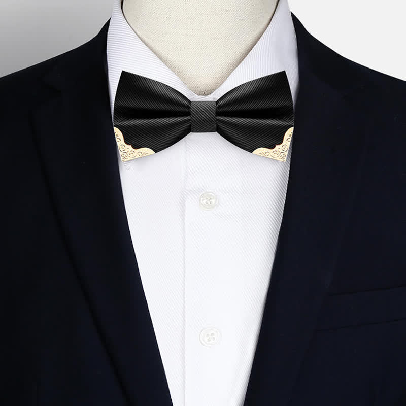 Herren Goldene Metallspitzen Twill Fliege - image 1